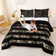 thumbnail image 3 of Manfei Retro American Flag Queen Comforter Set,Patriotic Camo Comforter Sets Queen,Brown Black Stripes Decor,Black Reversible,3pcs,1 Comforter and 2 Pillowcases, 3 of 7