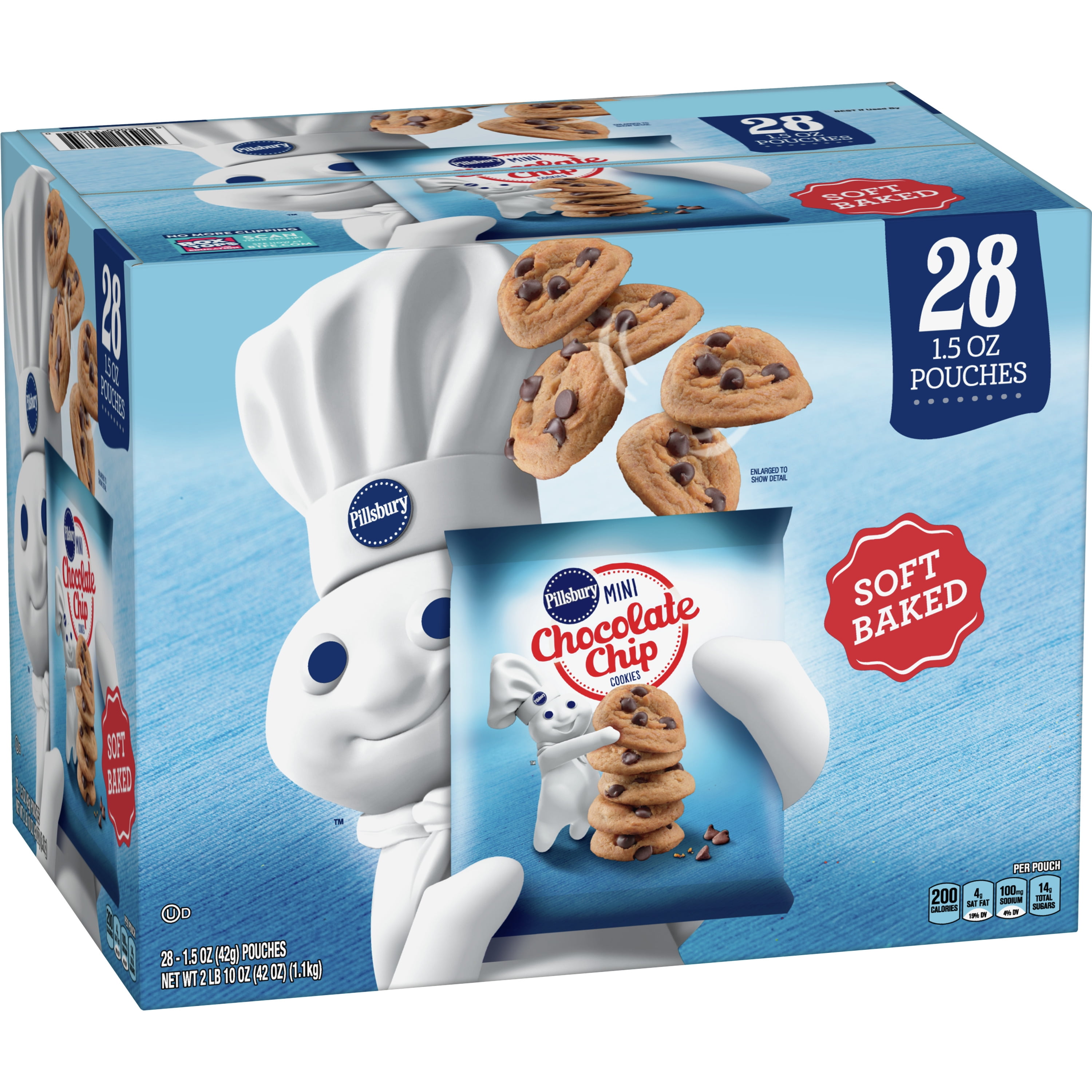 Pillsbury Soft Baked Mini Chocolate Chip Cookies, 28 ct, 42 oz