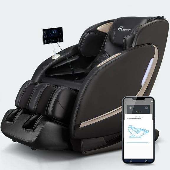 Easpearl Massage Chair,Zero Gravity Full Body Shiatsu Stretch Recliner Chair with SL Track,Electric Footrest,Foot rollers,Body Scan,APP Control