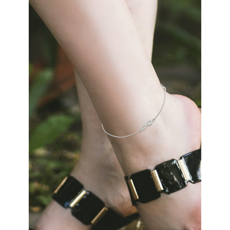 Infinity Anklet Bracelet Anklet Stelring Silver Adjustable Length, 11-inch Infinity Anklet Bracelet Anklet Stelring Silver Adjustable Length, 11-inch