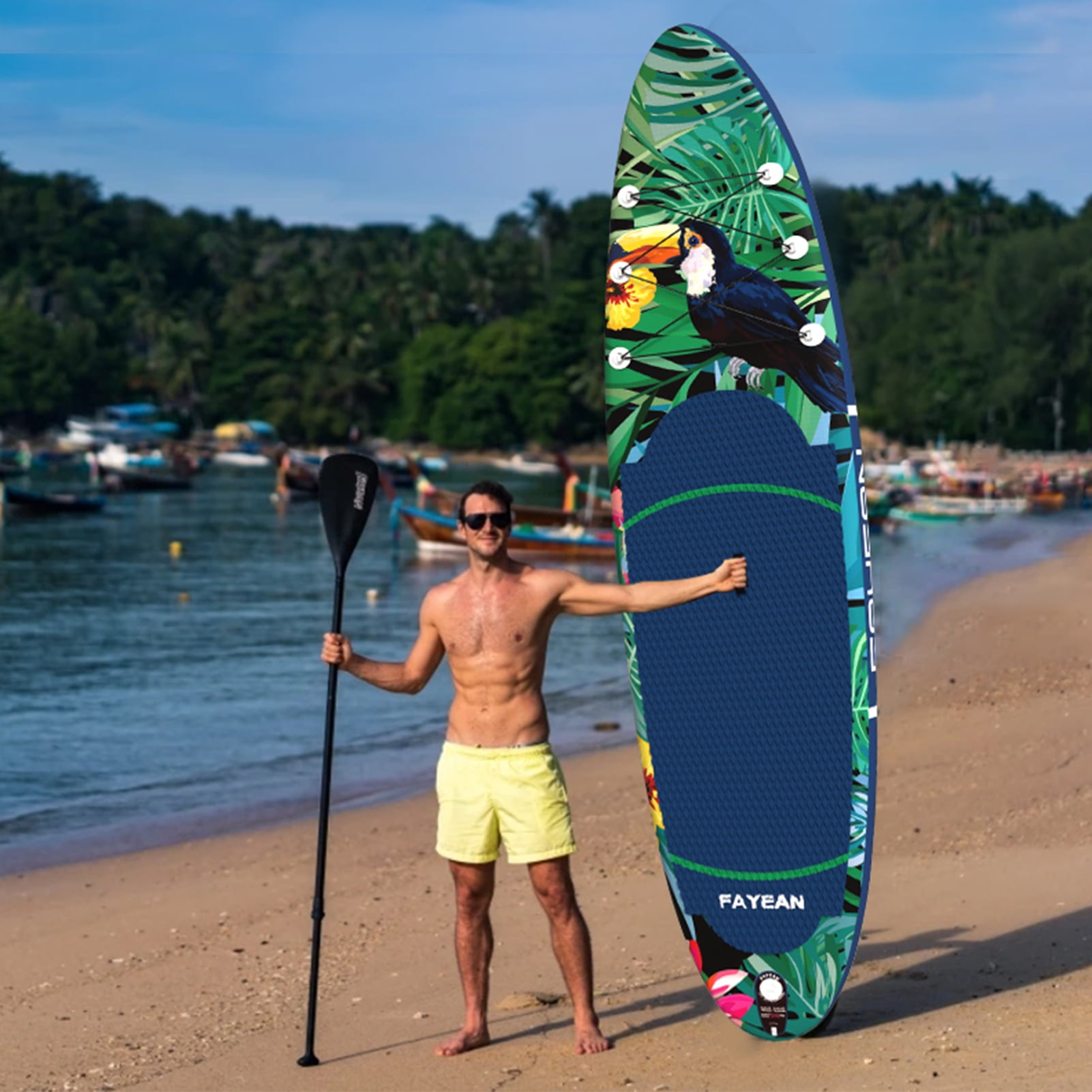 Paddle Board, 10'6" Inflatable Stand Up Paddle Board with Durable SUP Accessories, Stable Non-Slip Deck, Safety Leash Waterproof Bag for Surfing, Travel, Outdoor Enthusiasts