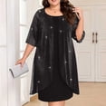 thumbnail image 2 of QQZ Womens Plus Size Mesh Cocktail Dress Petal 3/4 Sleeve Round Neck Wedding Guest Party Midi Dresses, 2 of 7