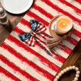 thumbnail image 3 of Thin Red Lines Table Runner 90 Inches, Patriotic Bow Vintage Distressed Striped Bed Runner Dresser Scarves Tabletop for Indoor Outdoor Parties/Ceremony/Banquet, 13" x 90", 3 of 9