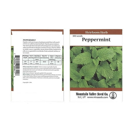 Peppermint Herb Garden Seeds - 100 Seeds Packet - Non-GMO, Heirloom, Perennial Herbal Gardening for Mint Tea and Culinary Applications .., By Mountain Valley Seed Company Ship from