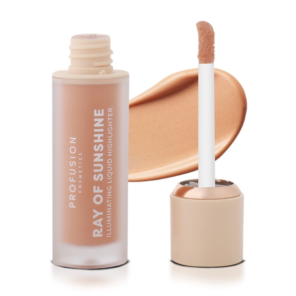 Profusion Cosmetics Ray of Sunshine Liquid Highlighter, Vitamin A & E Infused Lightweight Glow Enhancer with Long-Wearing Buildable Formula, 0.14 fl oz, Sunkissed