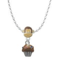 thumbnail image 1 of Delight Jewelry Silvertone Small Chocolate Cupcake with Crystal Sprinkles Mia Monkey Charm Necklace, 1 of 4