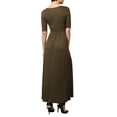 thumbnail image 3 of J. METHOD Women's Half Sleeve Scoop Neck Plain Modest Maxi Long Dress NEWDR44 Olive S, 3 of 6