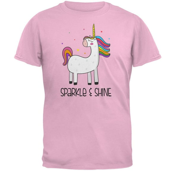 Unicorn Sparkle and Shine Mens T Shirt Light Pink MD