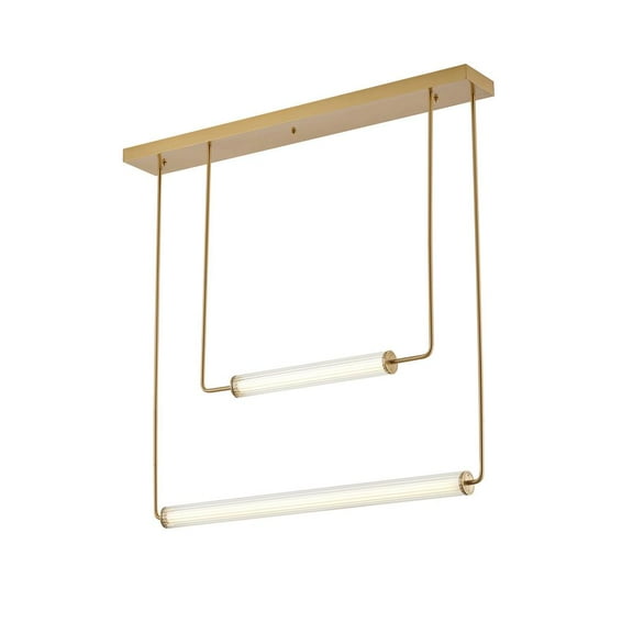 Bethel International LED Chandelier  Brass Stainless Steel & Glass