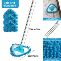 180° Rotating Triangular Dust Mop - Multifunctional Wet/Dry Ceiling and Floor Cleaner with Extendable Handle for Hard-to-Reach Areas