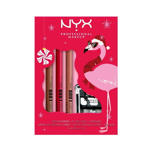 NYX PROFESSIONAL MAKEUP, Trio de crayons à lèvres des fêtes, En édition limitée, Trio de crayons à lèvres et aiguisoir