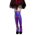 thumbnail image 1 of Bas d'Halloween pour Femmes Chaussettes Hauteur Genou Collants Gothiques en Résille avec Imprimé Lèvres Bas de Fête Confortables Extensibles à la Mode, 1 of 3