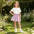 thumbnail image 4 of FRSASU Girl's Mesh Ruffled Pleated Mini Skirt with Built in Shorts Summer Slim High Waist Elegant A-Line Princess Tutu Dancing Skirt Purple, 4 of 8