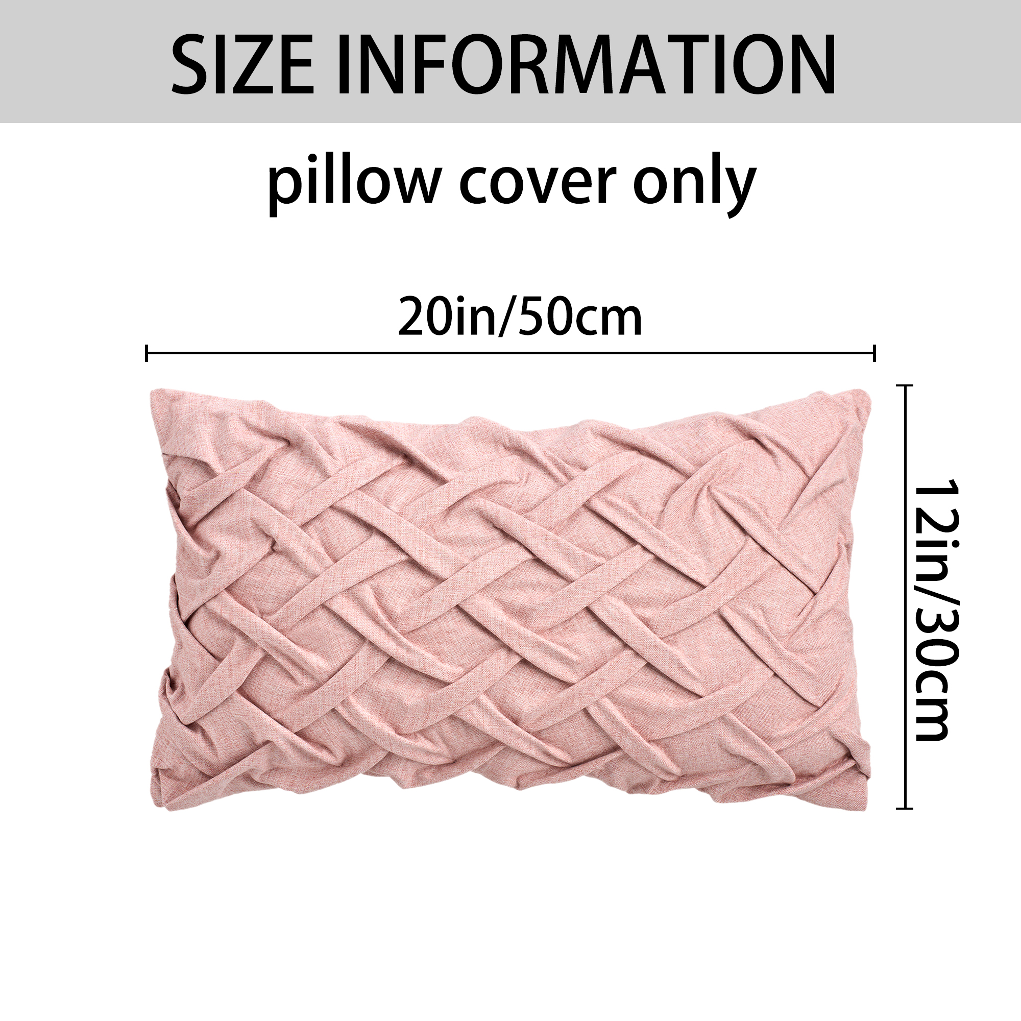 Unique Bargains Pack of 2 Soft Solid 3D Weaving Throw Pillow Covers Pink 20" x 12"
