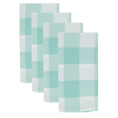 Fennco Styles Buffalo Plaid Checkered Classic Cotton Blend Tabletop Collection Napkins, Set of 4 - Dinner Napkins for Banquets, Christmas, Special Events and Home Décor