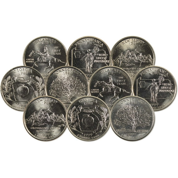 1999 P&D State Quarter 10 Coin Set Uncirculated