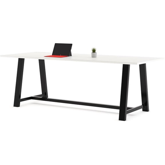 Pemberly Row 3' x 9' Wood Top Counter Height Conference Table in Designer White