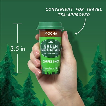 Green Mountain Coffee Shots - 100mg Caffeine, Mocha, Premium coffee energy boost in a ready-to-drink 2-ounce shot, 6 pack