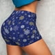 thumbnail image 4 of Fotbe Golden Snowflakes Royal Blue Shorts Sin Costuras – Shorts Deportivos de Cintura Alta para Mujer, Elásticos para Gimnasio, Yoga, Running o Ciclismo-Small, 4 of 8