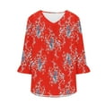 thumbnail image 4 of Utoimkio Women's 3/4 Sleeve Tops 2025 Floral Print Shirt Crewneck Tops Loose Fit Casual Blouses for Women, 4 of 4