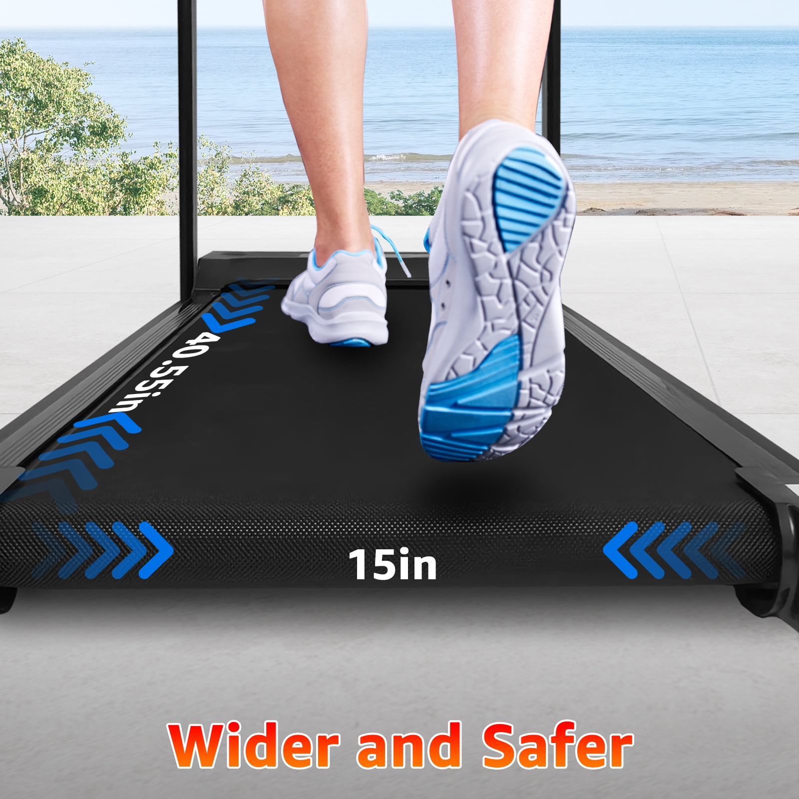 EVGTTI Treadmill with Handles, Portable Small Treadmills for Home and Office, 3.0HP Folding Walking Pad with 330 lbs Capacity