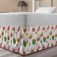 thumbnail image 1 of Summer Bed Skirt, Seasonal Colorful Pattern with Ice Cream Fruits Dots Strawberries and Little Hearts, Elastic Bedskirt Dust Ruffle Wrap Around for Bedding Decor, 4 Sizes, Multicolor, by Ambesonne, 1 of 2