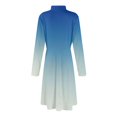 thumbnail image 6 of Women's Casual Fashion High Neck Long Sleeve Print Midi Dress with Gradient Design, Fall and Winter Dress for Stylish Everyday Wear, Elegant and Cozy,Blue,L, 6 of 7