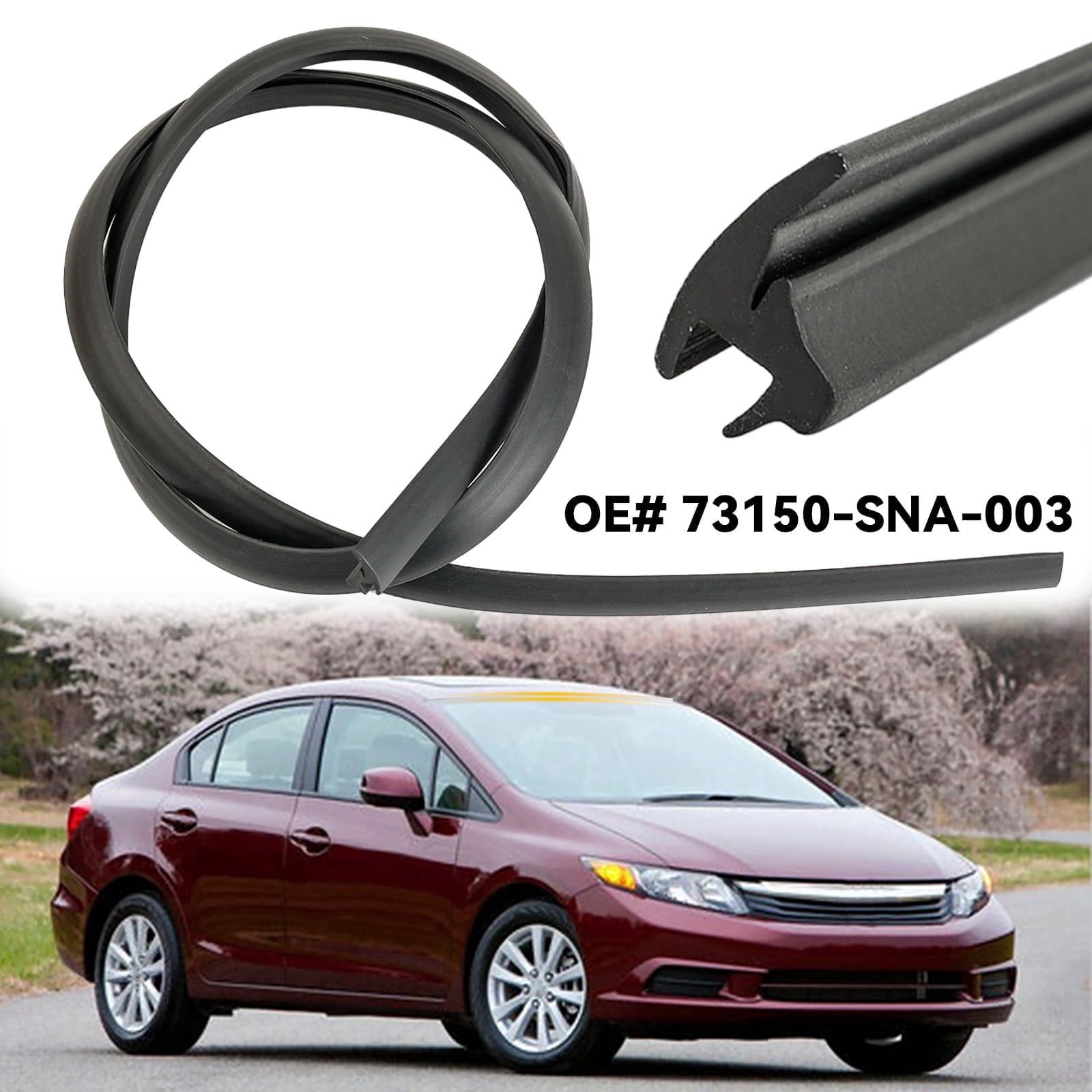 AUTOXBERT Car Top Windshield Reveal Surround Molding Trim 73150SNA003 Black for Honda Civic 2006-2011
