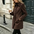 thumbnail image 5 of Women's Wool Blend Coat Lapel Collar Long Sleeve Single Breasted Mid Length Winter Coat, 5 of 8