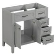thumbnail image 6 of 36" Bathroom Vanity without Sink, Freestanding Bathroom Vanity Cabinet with 3 Drawer and 2 Doors, Single Basin Vanity Set for Bathroom, Cabinet Base Only, Grey, 6 of 7