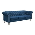 thumbnail image 3 of Home Design Emma Contemporary Velvet Rolled Arm Chesterfield Sofa with Diamond Button Tufted Back and Nailhead Trim, Wood-Turned Legs, Modern Luxury, Blue, 3 of 5