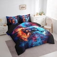 thumbnail image 2 of Erosebridal 7 Pcs Game Console Queen Size Bed In A Bag For Boys,Water And Fire Lightning Bedding Sets,Teen Blue Gamepad Comforter Set With Sheets,Cool Video Game Bed Set Geometric Stripes Sheet Set, 2 of 5
