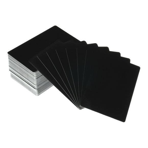 Unique Bargains 0.21mm Metal Business Cards Blank Laser Engraving Aluminum Name Card, Black 300 Pack