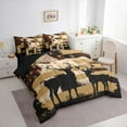 thumbnail image 3 of Manfei Jungle Animal Deer 7-Piece Twin Bedding Sets,Vintage Anerican Flag Bedding Comforter Set,Brown Black Sheet Sets For Boys Kids,Breathable Home Decor Reversible, 3 of 8