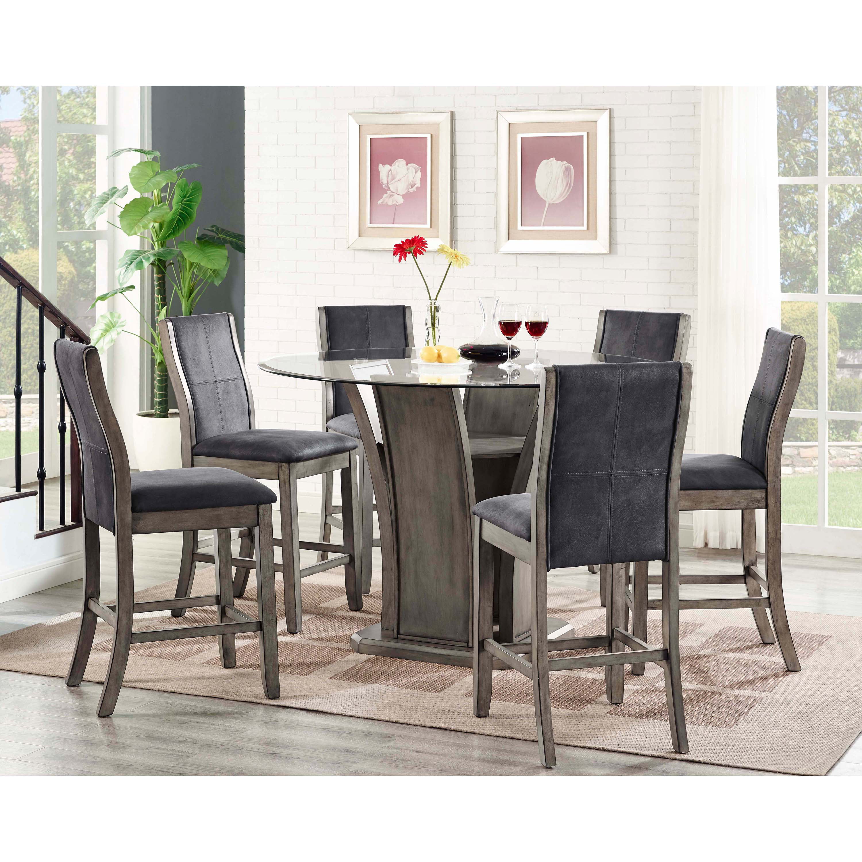 Picket House Furnishings Dylan Round Counter 7pc Dining Set, Table & 6 ...