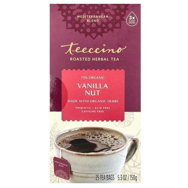 Teeccino Caffeine-Free & Prebiotic Herbal Tea, Vanilla Nut, 25 Tea Bags