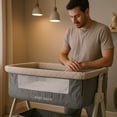 thumbnail image 4 of Cuna Plegable para Bebe con Mosquitero y Mecedora de Estructura de Acero Desmontable - Moises Colecho Cambiador de Altura Ajustable Multifuncional y Ruedas con Freno Gris, 4 of 5