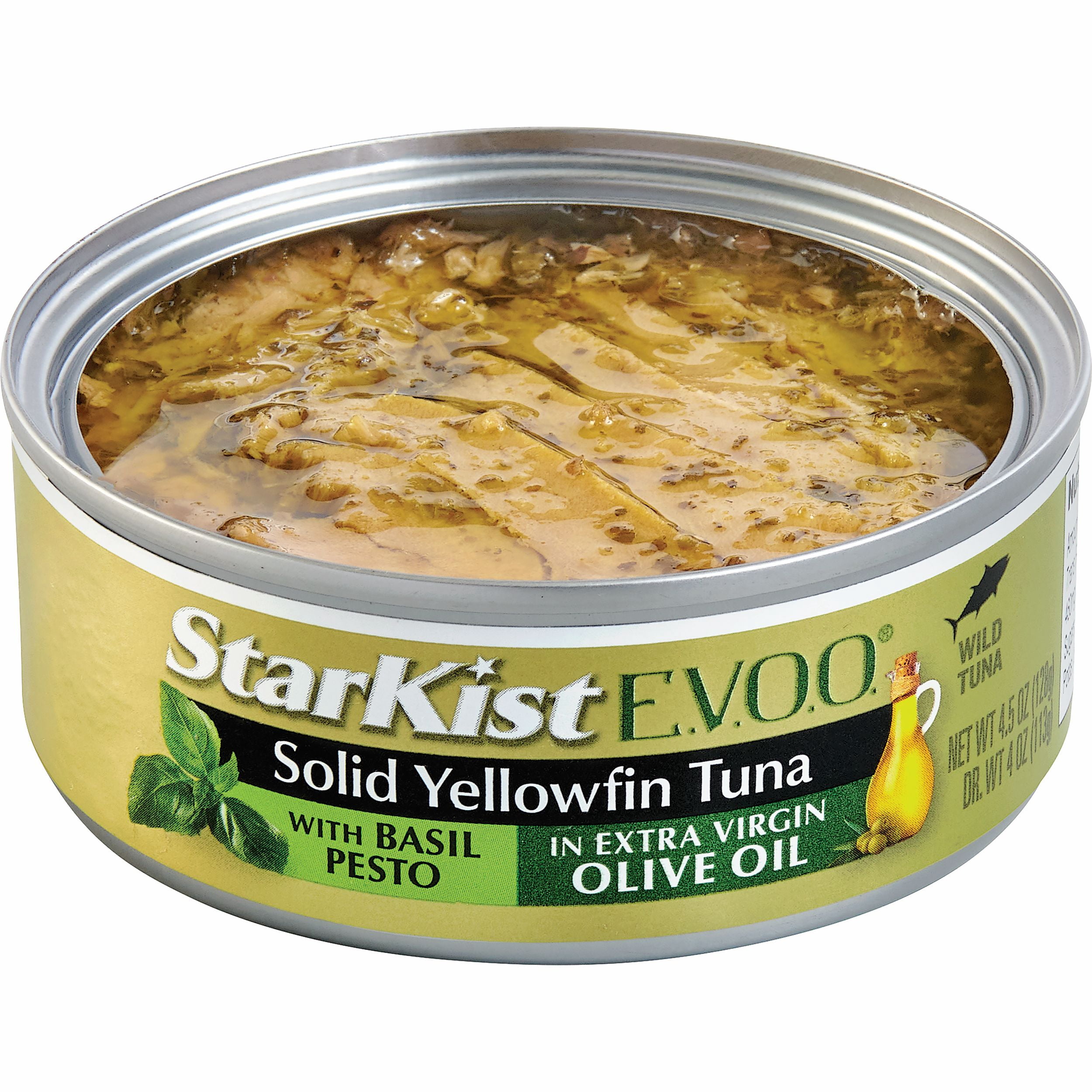 (4 pack) StarKist E.V.O.O. Solid Yellowfin Tuna with Basil Pesto, 28g Protein, 4.5 oz Can