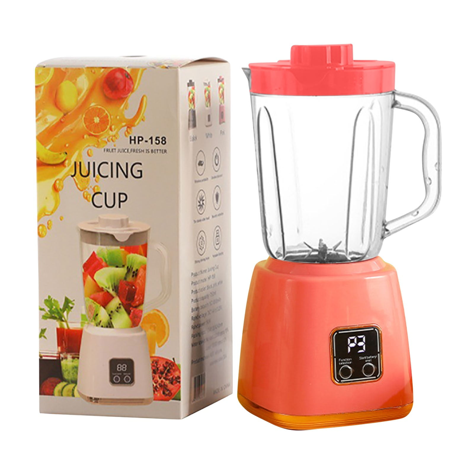 Fully Automatic Juicer, Household Juicer Fruit Processor, Portable Food Mixing Cup, Power Blender, Glass High Power Motor, Speed Settings for Vegetables and Fruit Maker Blender Food