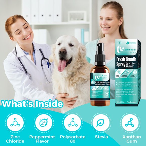 Fresh Breath Spray for Dogs Vanilla Mint Oral Care Dental Spray | Fights Plaque, Tartar & Bad Breath | Easy-to-Use Dog Mouth Freshener