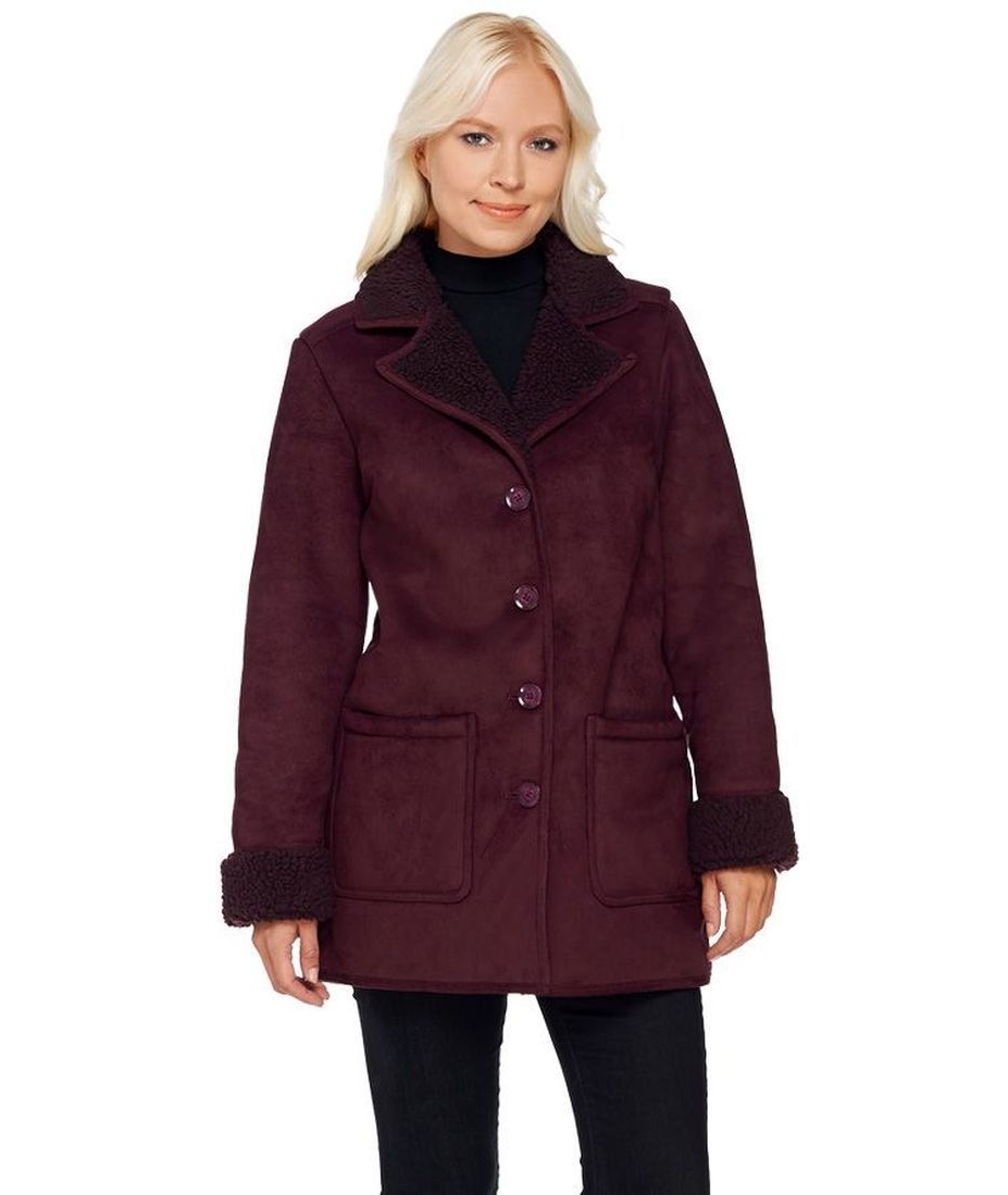 Brand Denim Co Faux Shearling Barn Jacket Notch Collar A271321