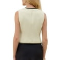 thumbnail image 3 of INSPIRE CHIC Women's Tweed Blazer Vest Sleeveless Button Down V Neck Casual Business Waistcoat XL Beige, 3 of 5
