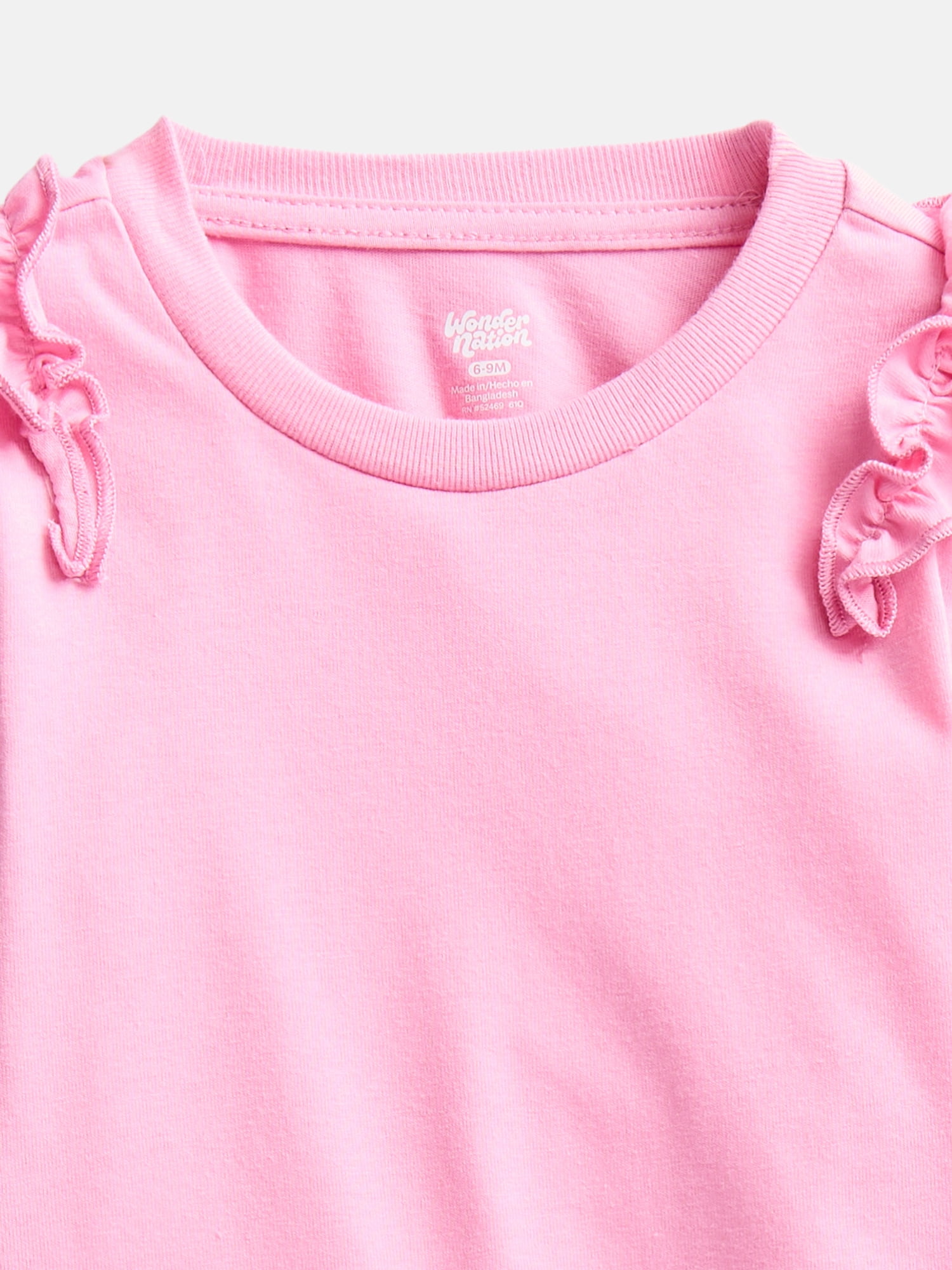 Wonder Nation Baby and Toddler Girls' Tee with Long Flutter Sleeves, Sizes 0M-5T