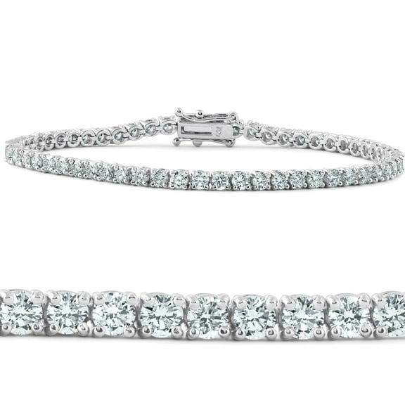 Pompeii 5 Carat TW Round Cut Lab Grown Diamond Tennis Bracelet 14k White Gold Lab Grown