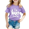 thumbnail image 4 of Toddler T Shirts Kids Toddler Girl Summer Short Sleeve Birthday Tee Crewneck Casual Basic T Shirt Girls T Shirts Light Purple 12 Years-13 Years, 4 of 4