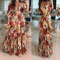 thumbnail image 6 of Spring New Elegant and Fashionable Style Printed Lace Up V-Neck Large Swing Dress As Shown M, 6 of 7