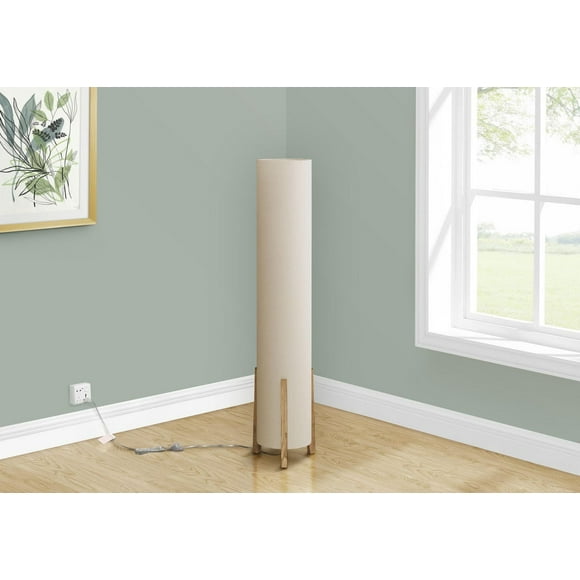 Monarch Specialties Lighting, 50"h, Floor Lamp, Brown Wood Look, Ivory / Cream Shade, Contemporary