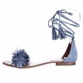 thumbnail image 4 of Womens Steve Madden Sweetyy Ankle Tie Fringe Flat Sandals - Light Blue, 4 of 7