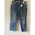 thumbnail image 1 of Topshop Sofia Ripped Straight Leg Jeans Blue Size 32/30, 1 of 1