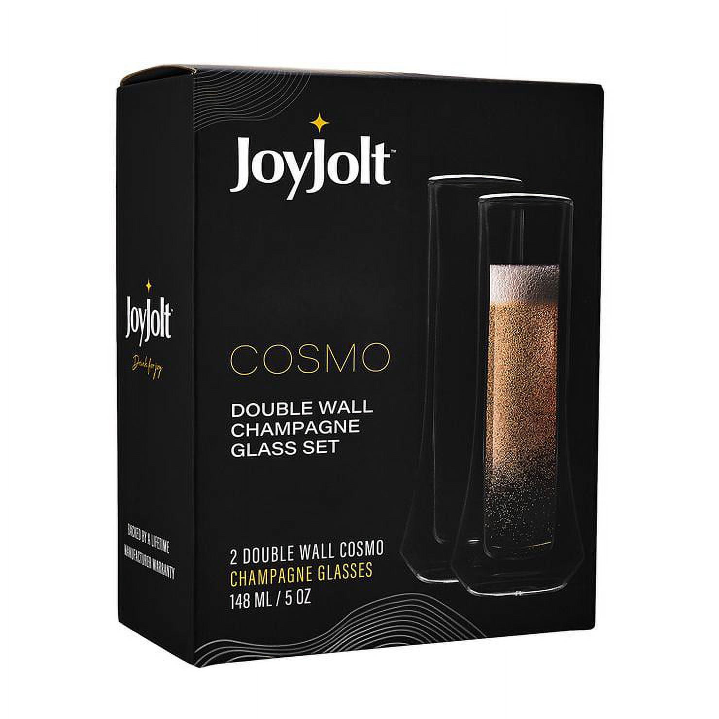 JoyJolt Cosmo Double Wall Stemless Champagne Flutes - Set of 2 Mimosa  Champagne Glasses - 5 oz